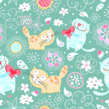 Full Size Cartoon Wall Murals Yellow and Blue Kitten Wall Covering, Custom Size Available Clearhalo 'Wall Decor' 'Wall Mural' 1173233