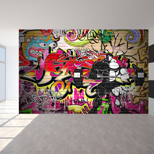 Modern Graffiti Wall Covering Murals Multicolored Street Art Wall Decor for Bedroom - Clearhalo - 'Wall Decor' - 'Wall Mural' - 1173251