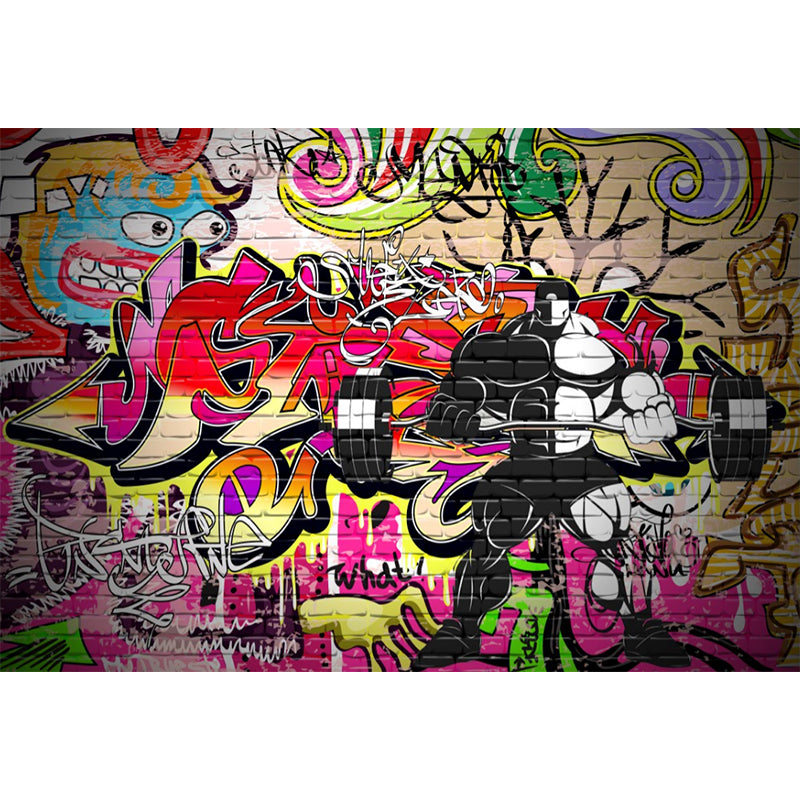 Modern Graffiti Wall Covering Murals Multicolored Street Art Wall Decor for Bedroom Clearhalo 'Wall Decor' 'Wall Mural' 1173253