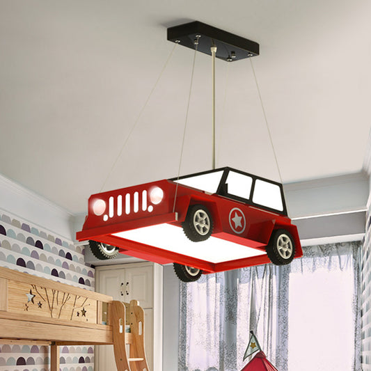 LED Boys Bedroom Ceiling Chandelier Cartoon White Pendant Light with Car Acrylic Shade in Warm/White Light Clearhalo 'Ceiling Lights' 'Chandeliers' Lighting' options 1173597