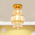 Single Beveled Crystal Inlaid Flush Light Traditional Gold Cylindrical Foyer Semi Flush Mounted Lamp Gold Clearhalo 'Ceiling Lights' 'Close To Ceiling Lights' 'Close to ceiling' 'Semi-flushmount' Lighting' 1173672