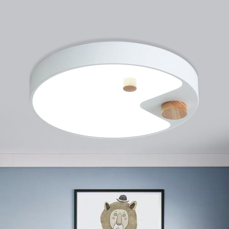 Acrylic Ring Flush Mount Lighting Kids White/Grey/Blue LED Ceiling Mounted Light with Wood Decor for Bedroom Clearhalo 'Ceiling Lights' 'Close To Ceiling Lights' 'Close to ceiling' 'Flush mount' Lighting' 1173720