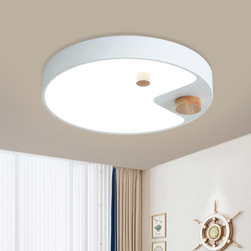 Acrylic Ring Flush Mount Lighting Kids White/Grey/Blue LED Ceiling Mounted Light with Wood Decor for Bedroom Clearhalo 'Ceiling Lights' 'Close To Ceiling Lights' 'Close to ceiling' 'Flush mount' Lighting' 1173721