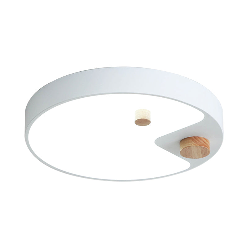 Acrylic Ring Flush Mount Lighting Kids White/Grey/Blue LED Ceiling Mounted Light with Wood Decor for Bedroom Clearhalo 'Ceiling Lights' 'Close To Ceiling Lights' 'Close to ceiling' 'Flush mount' Lighting' 1173722