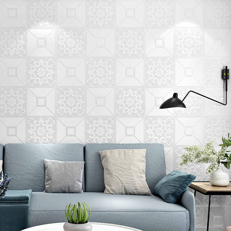 Grey-White Checkered Wallpaper Roll Moisture Resistant Modernist Living Room Wall Covering Clearhalo 'Modern wall decor' 'Modern' 'Wallpaper' Wall Decor' 1173830