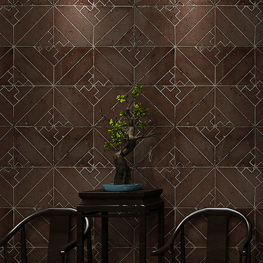 Geometric Rhombus Wallpaper Industrial Vinyl Wall Art in Dark Color for Home Decor Coffee Clearhalo 'Industrial wall decor' 'Industrial' 'Wallpaper' Wall Decor' 1173842