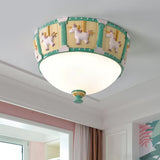 Resin Dome Flush Mount Light Kids Pink/Green LED Flushmount with Carousel Pattern in White/Warm Light Clearhalo 'Ceiling Lights' 'Close To Ceiling Lights' 'Close to ceiling' 'Flush mount' Lighting' 1174169