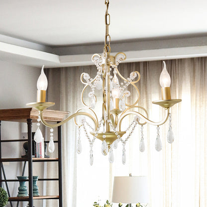 Champagne Candlestick Hanging Light Traditional Crystal 3/6 Bulbs Restaurant Chandelier with Swirl Element 3 Champagne Clearhalo 'Ceiling Lights' 'Chandeliers' 'Modern Chandeliers' 'Modern' Lighting' 1174333