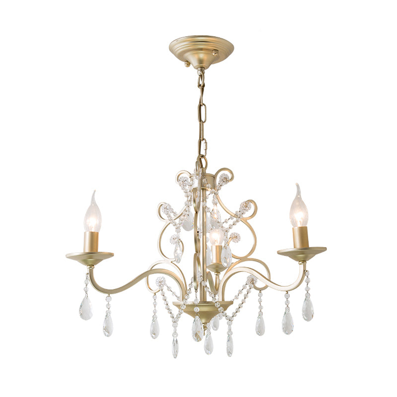 Champagne Candlestick Hanging Light Traditional Crystal 3/6 Bulbs Restaurant Chandelier with Swirl Element Clearhalo 'Ceiling Lights' 'Chandeliers' 'Modern Chandeliers' 'Modern' Lighting' 1174335