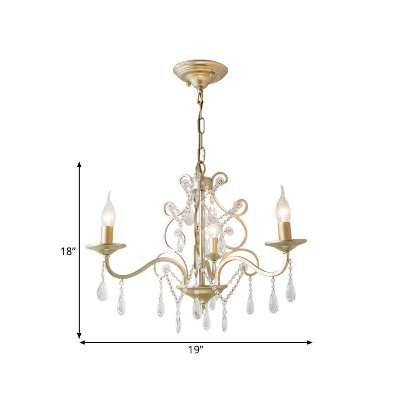 Champagne Candlestick Hanging Light Traditional Crystal 3/6 Bulbs Restaurant Chandelier with Swirl Element Clearhalo 'Ceiling Lights' 'Chandeliers' 'Modern Chandeliers' 'Modern' Lighting' 1174337