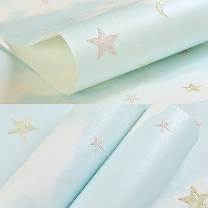 Non-Woven Unpasted Wall Covering Moon and Star Kids Bedroom Wallpaper, 31' L x 20.5" W Clearhalo 'Wall Decor' 'Wallpaper' 1177945