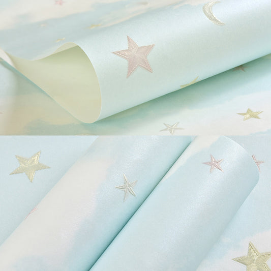 Non-Woven Unpasted Wall Covering Moon and Star Kids Bedroom Wallpaper, 31' L x 20.5" W Clearhalo 'Wall Decor' 'Wallpaper' 1177945