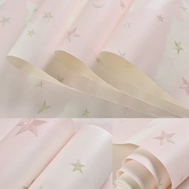 Non-Woven Unpasted Wall Covering Moon and Star Kids Bedroom Wallpaper, 31' L x 20.5" W Clearhalo 'Wall Decor' 'Wallpaper' 1177949