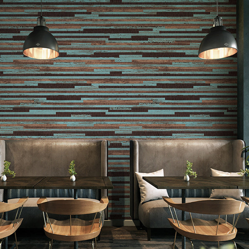 Laminated Wood Look Wallpaper Industrial Unpasted Living Room Wall Art, 33' x 20.5" Blue Clearhalo 'Industrial wall decor' 'Industrial' 'Wallpaper' Wall Decor' 1177994
