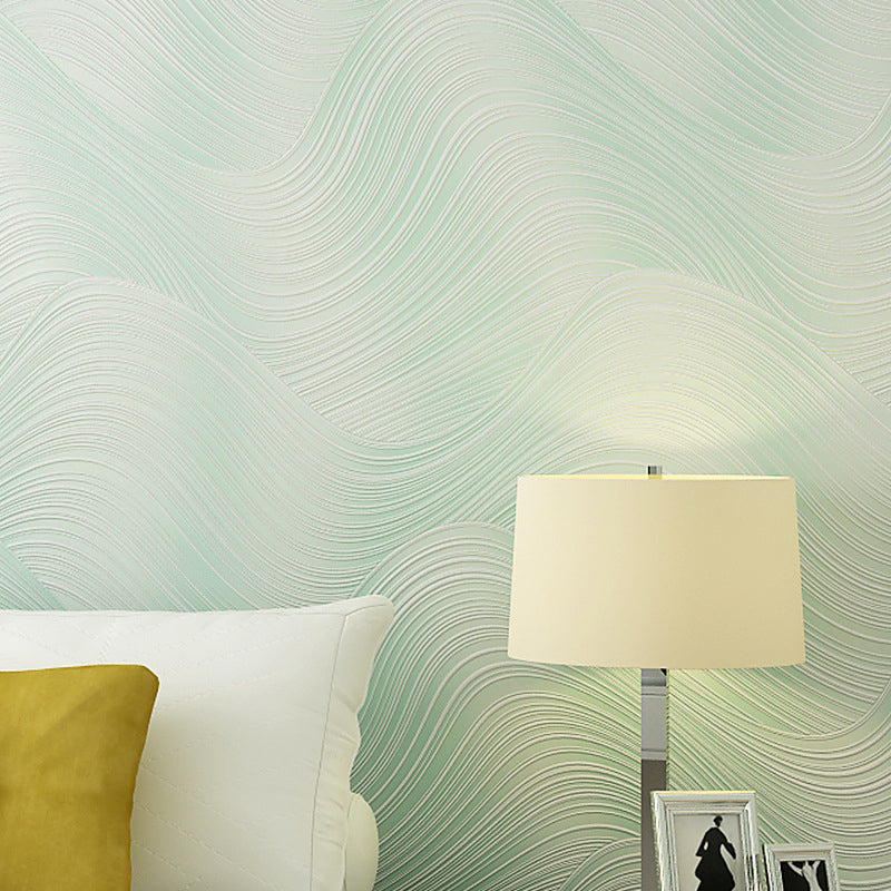 Non-Woven Fabric Wallpaper Rippling Abstract Pattern Smooth Wall Covering for Bedroom Light Green Clearhalo 'Wall Decor' 'Wallpaper' 1178114