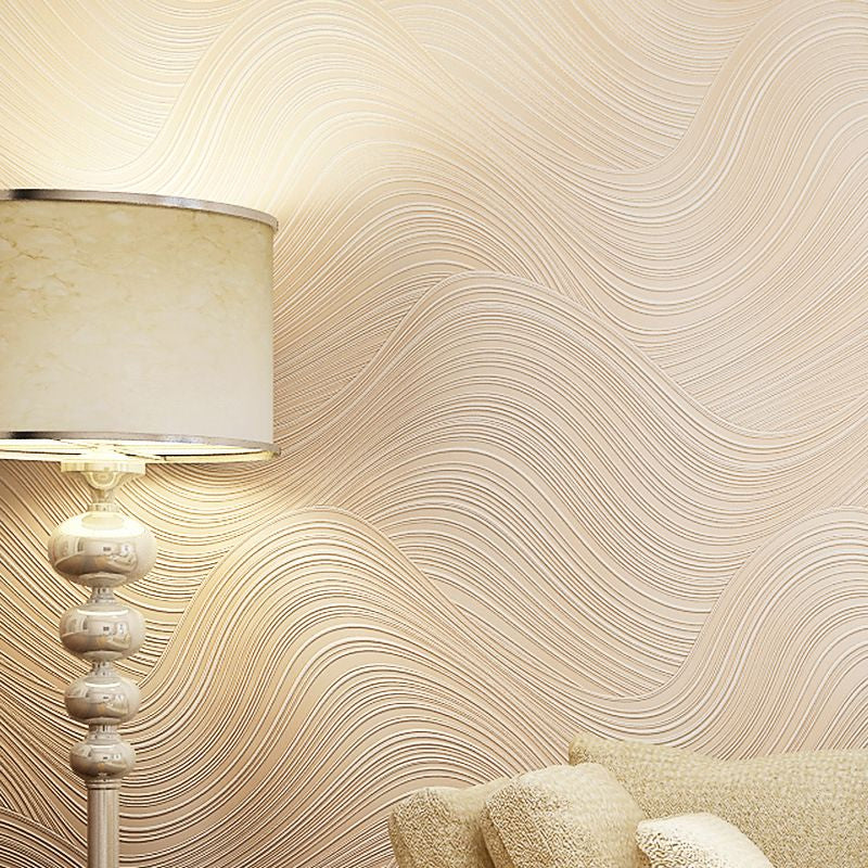 Non-Woven Fabric Wallpaper Rippling Abstract Pattern Smooth Wall Covering for Bedroom Beige Clearhalo 'Wall Decor' 'Wallpaper' 1178122