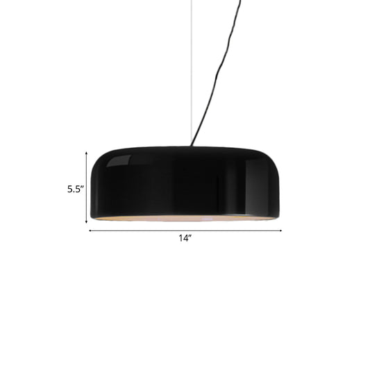 Black/White Dome Hanging Ceiling Light Simple 1 Head Metal Pendant Light Fixture, 14"/19"/23.5" Wide Clearhalo 'Ceiling Lights' 'Modern Pendants' 'Modern' 'Pendant Lights' 'Pendants' Lighting' 118039