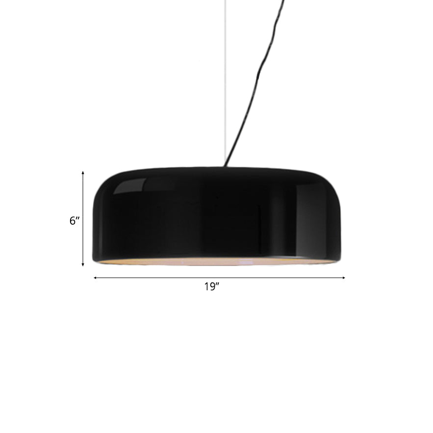 Black/White Dome Hanging Ceiling Light Simple 1 Head Metal Pendant Light Fixture, 14"/19"/23.5" Wide Clearhalo 'Ceiling Lights' 'Modern Pendants' 'Modern' 'Pendant Lights' 'Pendants' Lighting' 118040