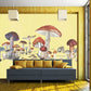 Illustration Mushroom Murals Wallpaper Whole Wall Covering for Childrens Bedroom, Custom Print Light Yellow Clearhalo 'Wall Decor' 'Wall Mural' 1180834