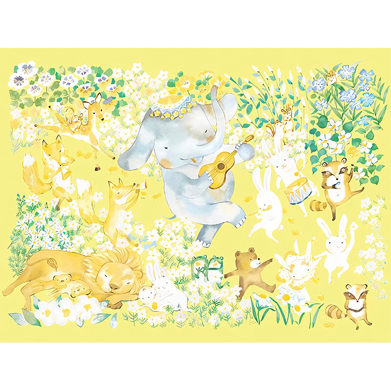 Cartoon Animal Orchestra Wall Murals Childrens Art Smooth Wall Decoration in Purple Clearhalo 'Wall Decor' 'Wall Mural' 1180950