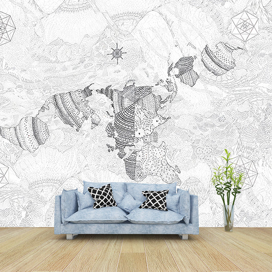 Sailing Map Mural Wallpaper Antique Stain Resistant Bedroom Wall Decor, Made to Measure Clearhalo 'Wall Decor' 'Wall Mural' 1181004