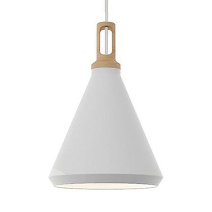 9.5"/14" Wide White Pendant Lighting with Cone/Barn Metal Shade Nordic Hanging Pendant Light for Dining Room White 9.5" Cone Clearhalo 'Ceiling Lights' 'Modern Pendants' 'Modern' 'Pendant Lights' 'Pendants' Lighting' 118160