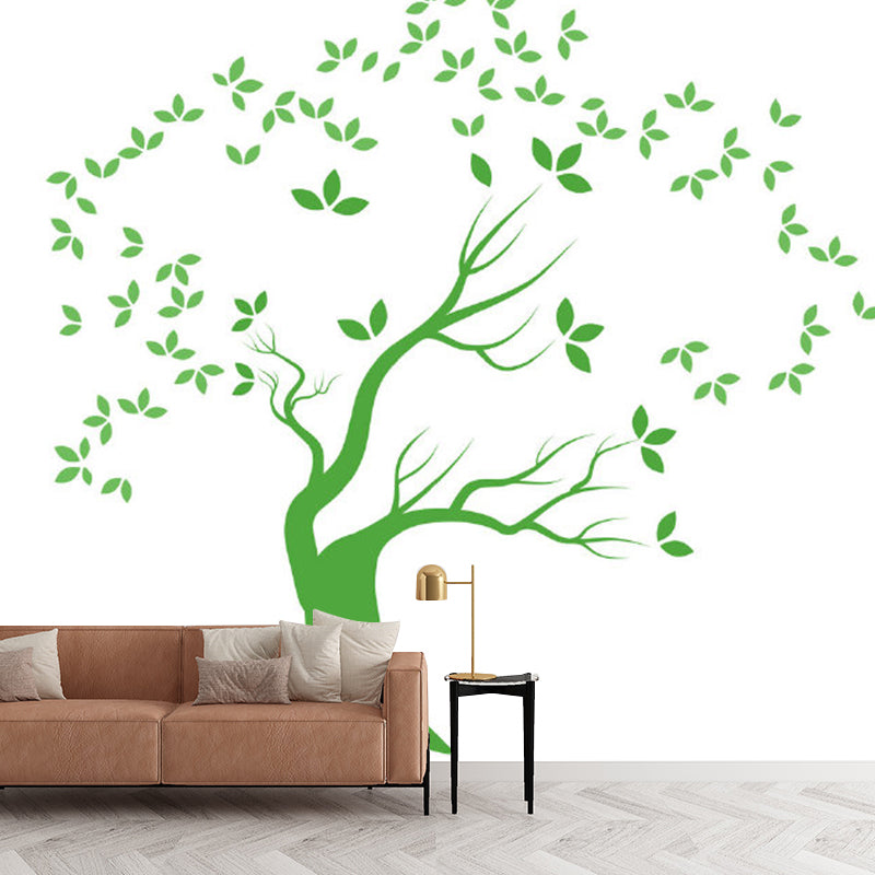 Green Tree Wall Paper Murals Stain-Resistant Childrens Art Kids Bedroom Wall Decor Clearhalo 'Wall Decor' 'Wall Mural' 1183816