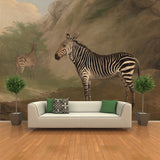 Brown Zebra Drawing Wallpaper Murals Animals Theme Rural Stain-Proof Wall Art for Stairs Clearhalo 'Wall Decor' 'Wall Mural' 1184136