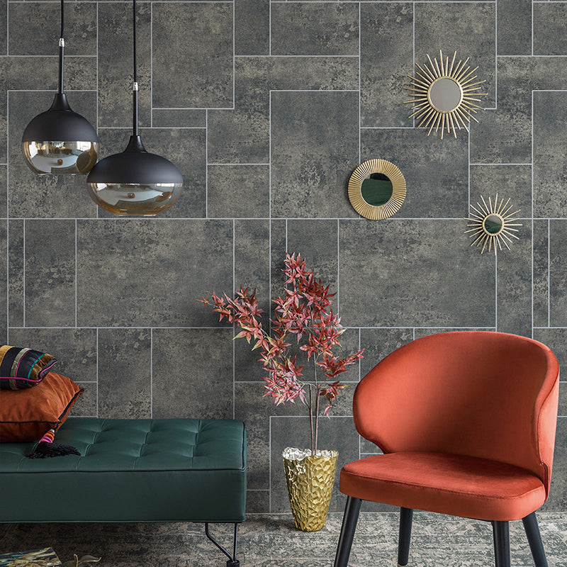 54.2-sq ft Marble Tile Wallpaper Dark Color Non-Woven Fabric Wall Covering, Unpasted Clearhalo 'Modern wall decor' 'Modern' 'Wallpaper' Wall Decor' 1184422