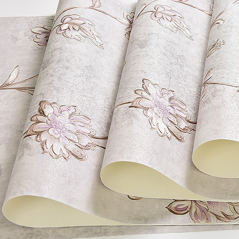 Soft Color Floral Wallpaper Non-Pasted Wall Decoration for Bedroom, 33' L x 20.5" W Clearhalo 'Country wall decor' 'Rustic' 'Wallpaper' Wall Decor' 1184499
