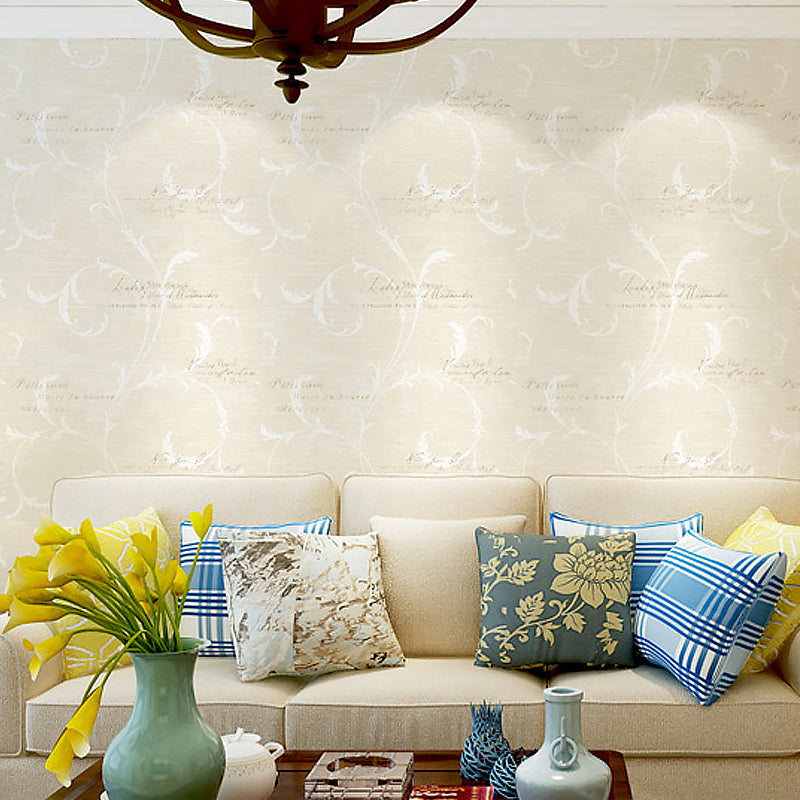 Feather and Script Print Wallpaper Minimalist Moisture Resistant Living Room Wall Covering, 57.1-sq ft Clearhalo 'Modern wall decor' 'Modern' 'Wallpaper' Wall Decor' 1184517