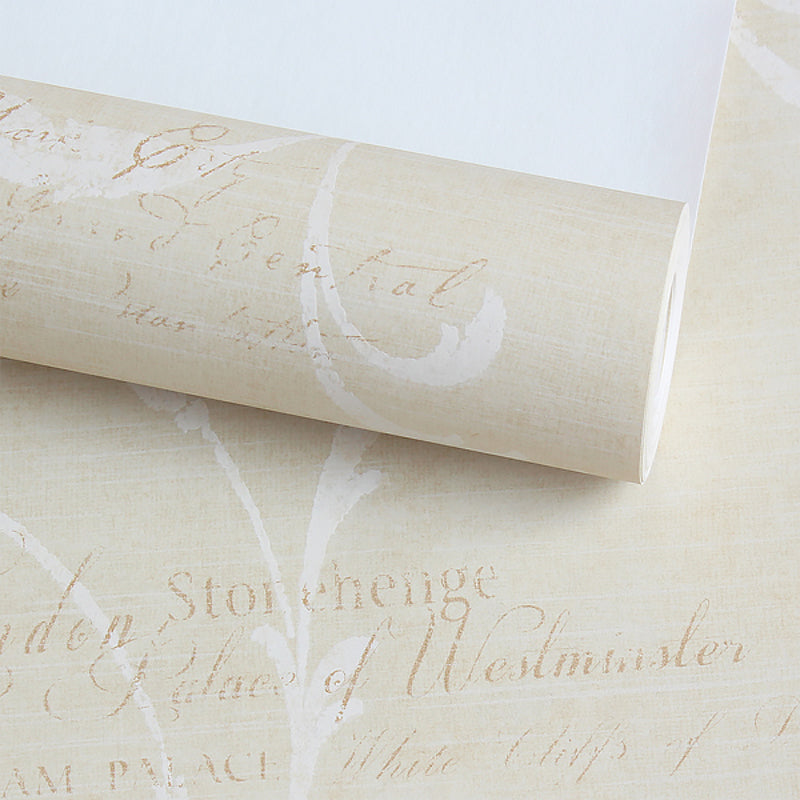 Feather and Script Print Wallpaper Minimalist Moisture Resistant Living Room Wall Covering, 57.1-sq ft Clearhalo 'Modern wall decor' 'Modern' 'Wallpaper' Wall Decor' 1184518