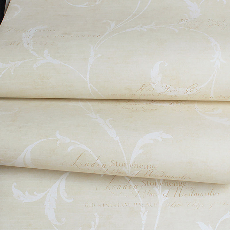 Feather and Script Print Wallpaper Minimalist Moisture Resistant Living Room Wall Covering, 57.1-sq ft Clearhalo 'Modern wall decor' 'Modern' 'Wallpaper' Wall Decor' 1184519