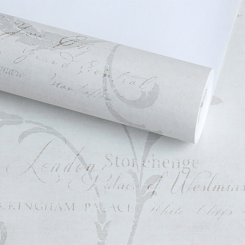 Feather and Script Print Wallpaper Minimalist Moisture Resistant Living Room Wall Covering, 57.1-sq ft Clearhalo 'Modern wall decor' 'Modern' 'Wallpaper' Wall Decor' 1184523