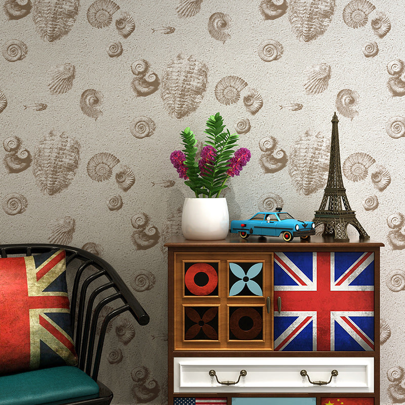 Undersea World Shell Wallpaper Roll Industrial Vinyl Wall Decoration in Pastel Color Grey Clearhalo 'Industrial wall decor' 'Industrial' 'Wallpaper' Wall Decor' 1184564