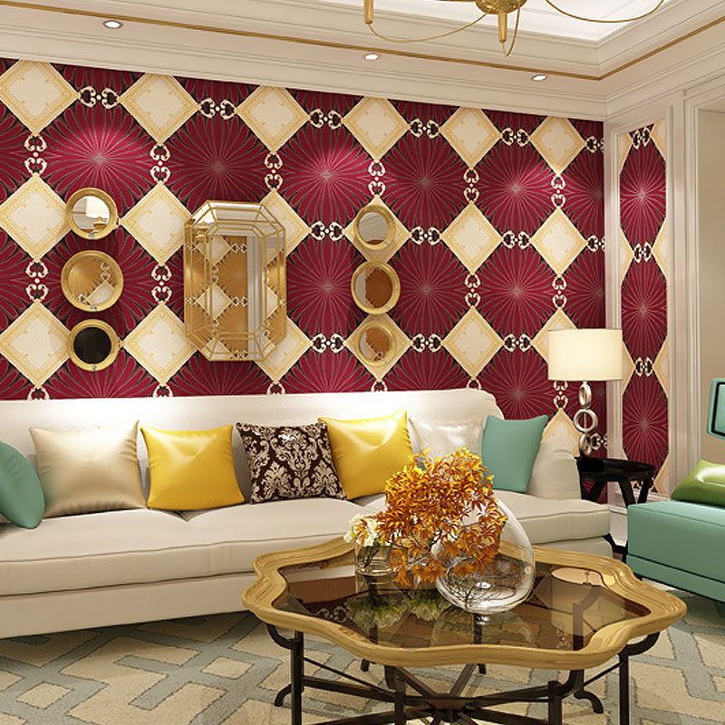 Boho-Chic Geo Lattice Wallpaper Roll Bright Color Moisture Resistant Wall Art for Accent Wall Clearhalo 'Wall Decor' 'Wallpaper' 1184586