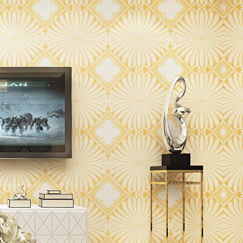 Boho-Chic Geo Lattice Wallpaper Roll Bright Color Moisture Resistant Wall Art for Accent Wall Yellow Clearhalo 'Wall Decor' 'Wallpaper' 1184590