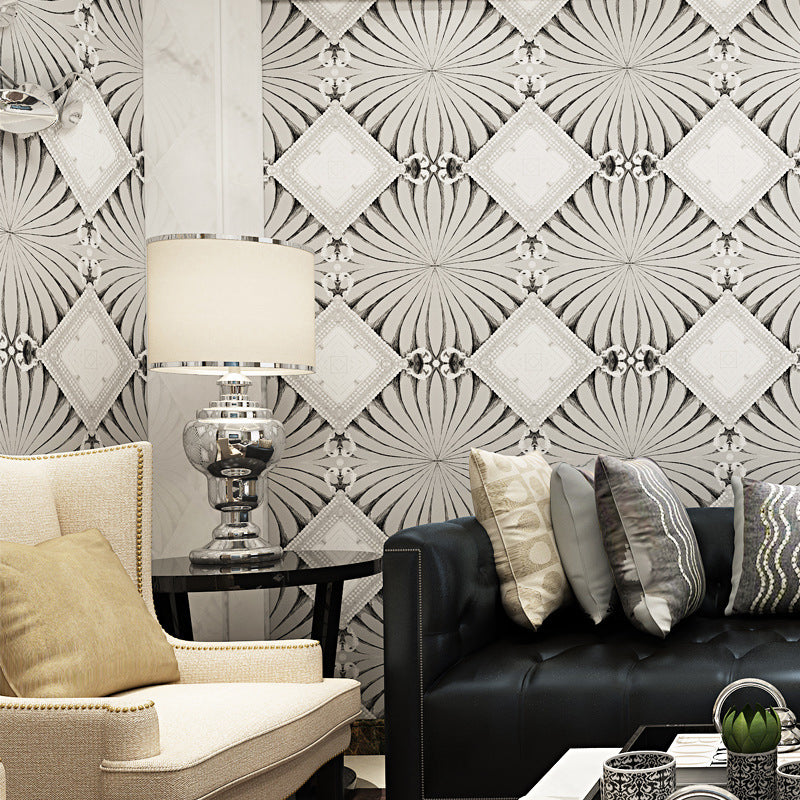 Boho-Chic Geo Lattice Wallpaper Roll Bright Color Moisture Resistant Wall Art for Accent Wall Grey Clearhalo 'Wall Decor' 'Wallpaper' 1184594