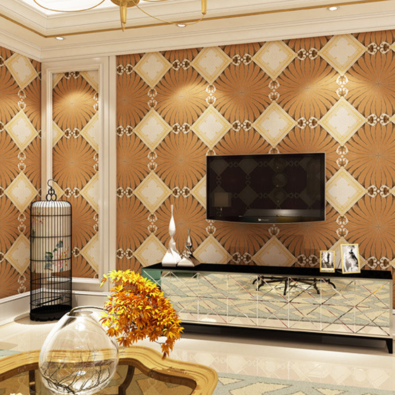 Boho-Chic Geo Lattice Wallpaper Roll Bright Color Moisture Resistant Wall Art for Accent Wall Yellow-Red Clearhalo 'Wall Decor' 'Wallpaper' 1184598