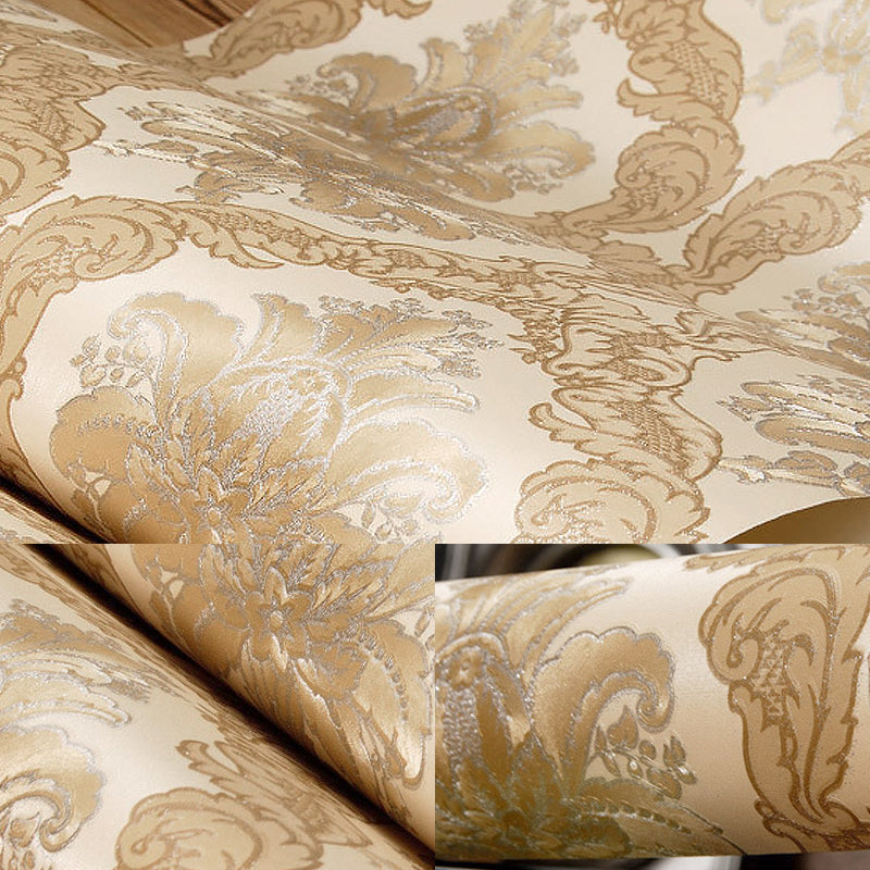 Non-Pasted Wallpaper Antique 3D Embossed Wall Decor with Damask Pattern, 57.1-sq ft Clearhalo 'Vintage wall decor' 'Vintage' 'Wallpaper' Wall Decor' 1184607