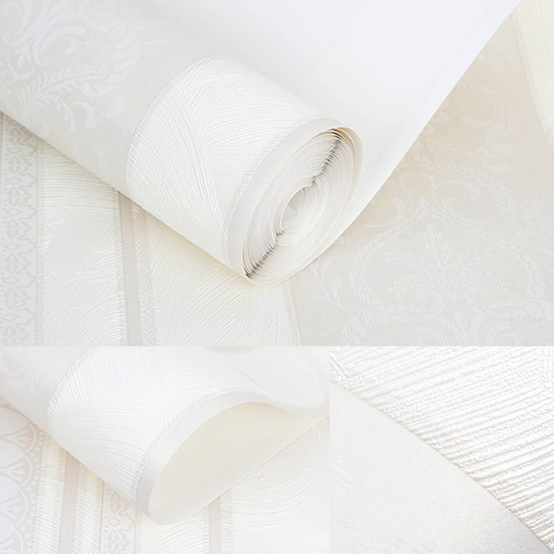 Medallion and Stripe Wallpaper Pastel Color Vintage Wall Covering for Accent Wall Clearhalo 'Vintage wall decor' 'Vintage' 'Wallpaper' Wall Decor' 1184622