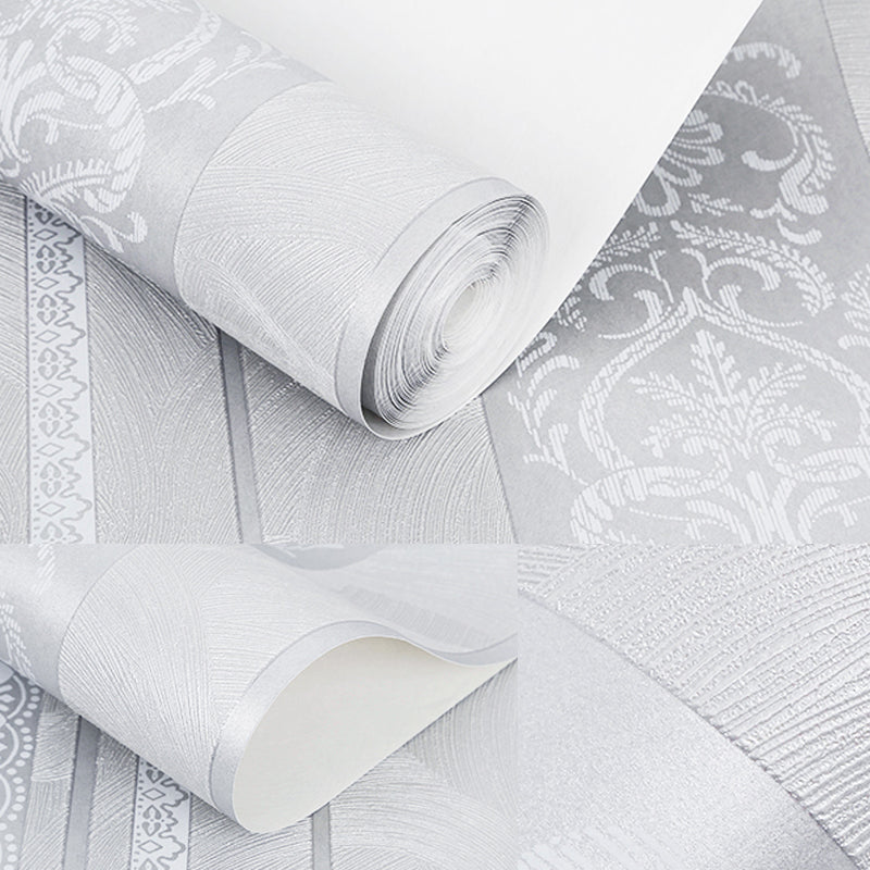 Medallion and Stripe Wallpaper Pastel Color Vintage Wall Covering for Accent Wall Clearhalo 'Vintage wall decor' 'Vintage' 'Wallpaper' Wall Decor' 1184625