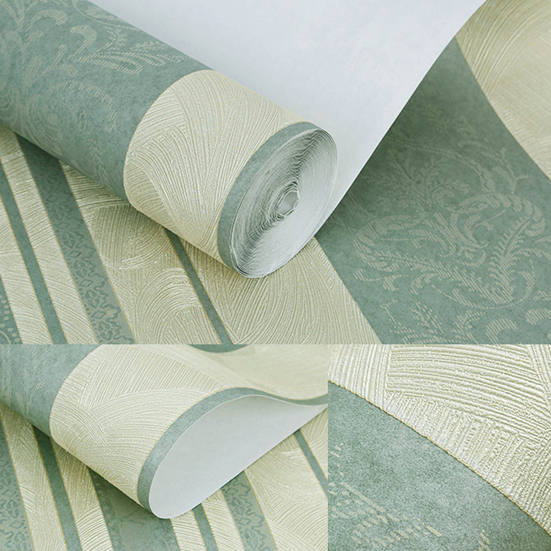 Medallion and Stripe Wallpaper Pastel Color Vintage Wall Covering for Accent Wall Clearhalo 'Vintage wall decor' 'Vintage' 'Wallpaper' Wall Decor' 1184628