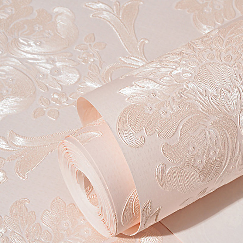 Damask Flower Adhesive Wallpaper Nostalgic 3D Embossed Wall Art with Removable Design Clearhalo 'Vintage wall decor' 'Vintage' 'Wallpaper' Wall Decor' 1184642