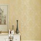 Damask Flower Adhesive Wallpaper Nostalgic 3D Embossed Wall Art with Removable Design Yellow Clearhalo 'Vintage wall decor' 'Vintage' 'Wallpaper' Wall Decor' 1184645