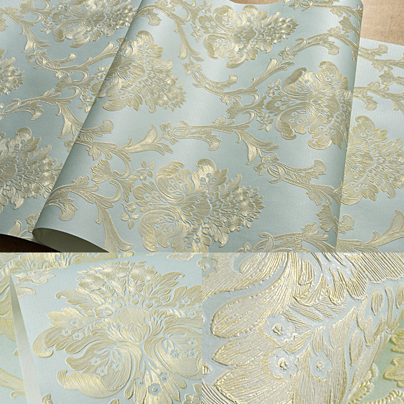 Damask Flower Adhesive Wallpaper Nostalgic 3D Embossed Wall Art with Removable Design Clearhalo 'Vintage wall decor' 'Vintage' 'Wallpaper' Wall Decor' 1184662