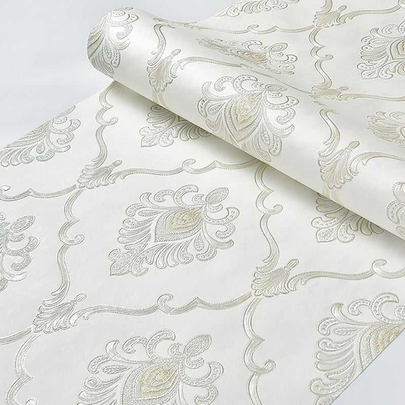 Trellis Damask Wallpaper Roll Vintage Embossed Wall Covering for Home Decoration Clearhalo 'Vintage wall decor' 'Vintage' 'Wallpaper' Wall Decor' 1184722