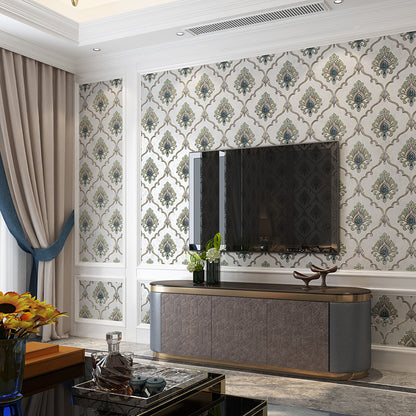 Trellis Damask Wallpaper Roll Vintage Embossed Wall Covering for Home Decoration Dark Blue Clearhalo 'Vintage wall decor' 'Vintage' 'Wallpaper' Wall Decor' 1184729