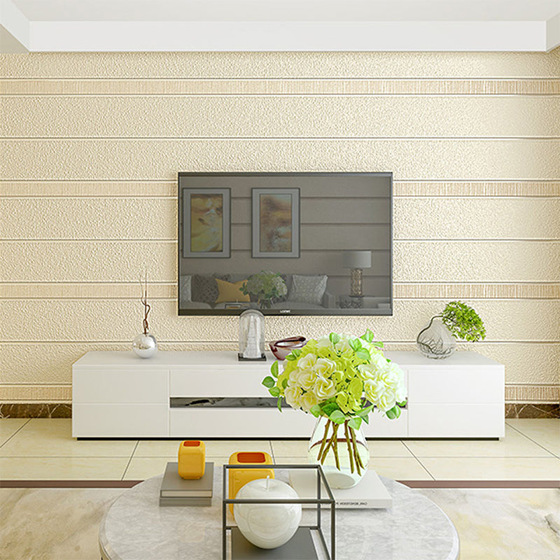 Textured Flock Wall Covering Modern Non-Pasted Striped Wallpaper Roll for Living Room Beige Clearhalo 'Modern wall decor' 'Modern' 'Wallpaper' Wall Decor' 1184763