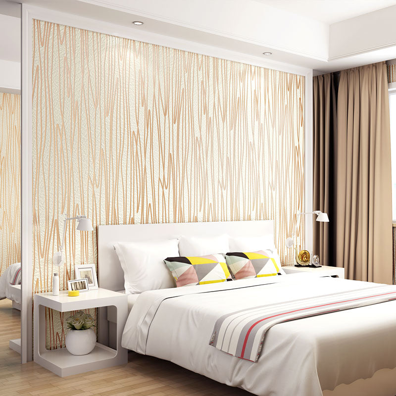 Wall Covering Contemporary Abstract Lines Teens Bedroom Wallpaper Roll in Light Color Champagne Clearhalo 'Modern wall decor' 'Modern' 'Wallpaper' Wall Decor' 1184790